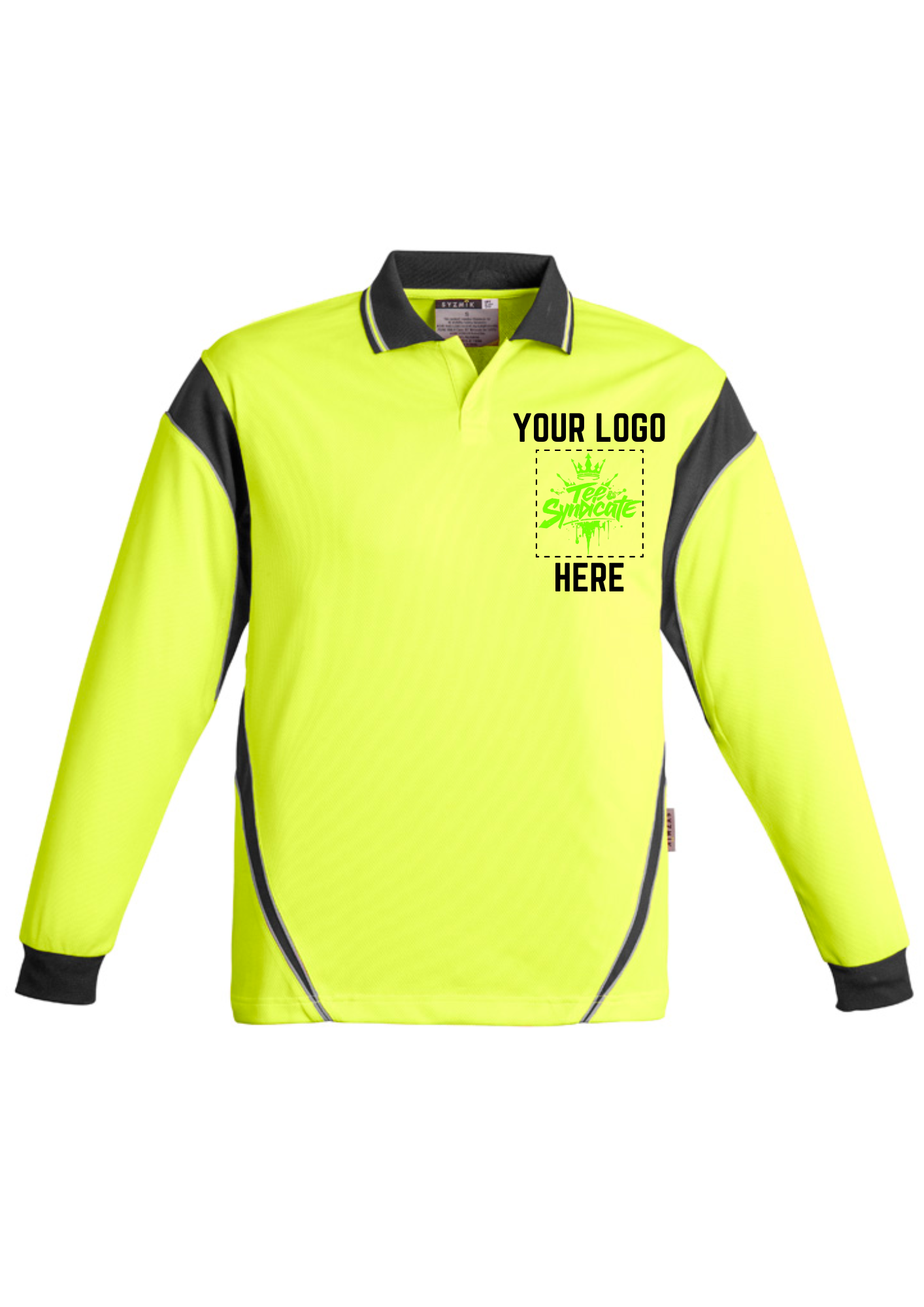 Men's Hi-Vis Aztec Long Sleeve Polo - SYZMIK