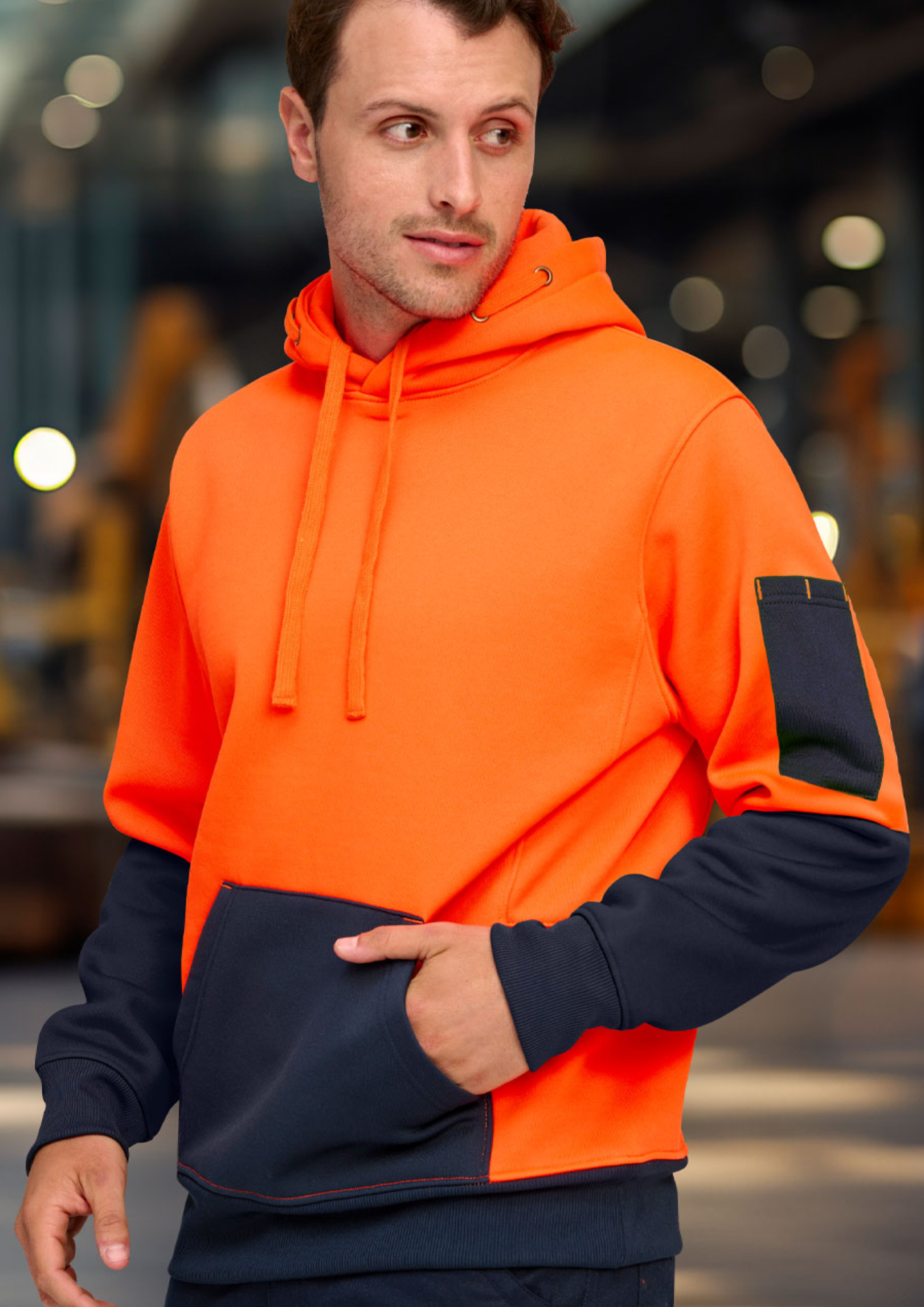 Hi-Vis Two Tone Water Resistant Fleece Hoodie - Unisex - All Industrial Wear