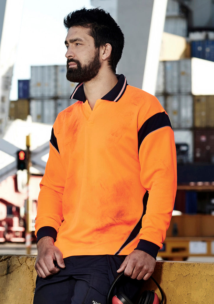 Men's Hi-Vis Aztec Long Sleeve Polo - SYZMIK