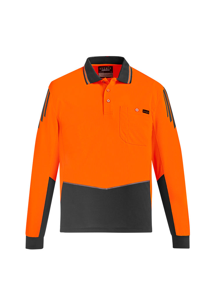 Men's Hi-Vis Flux Long Sleeve Polo - SYZMIK