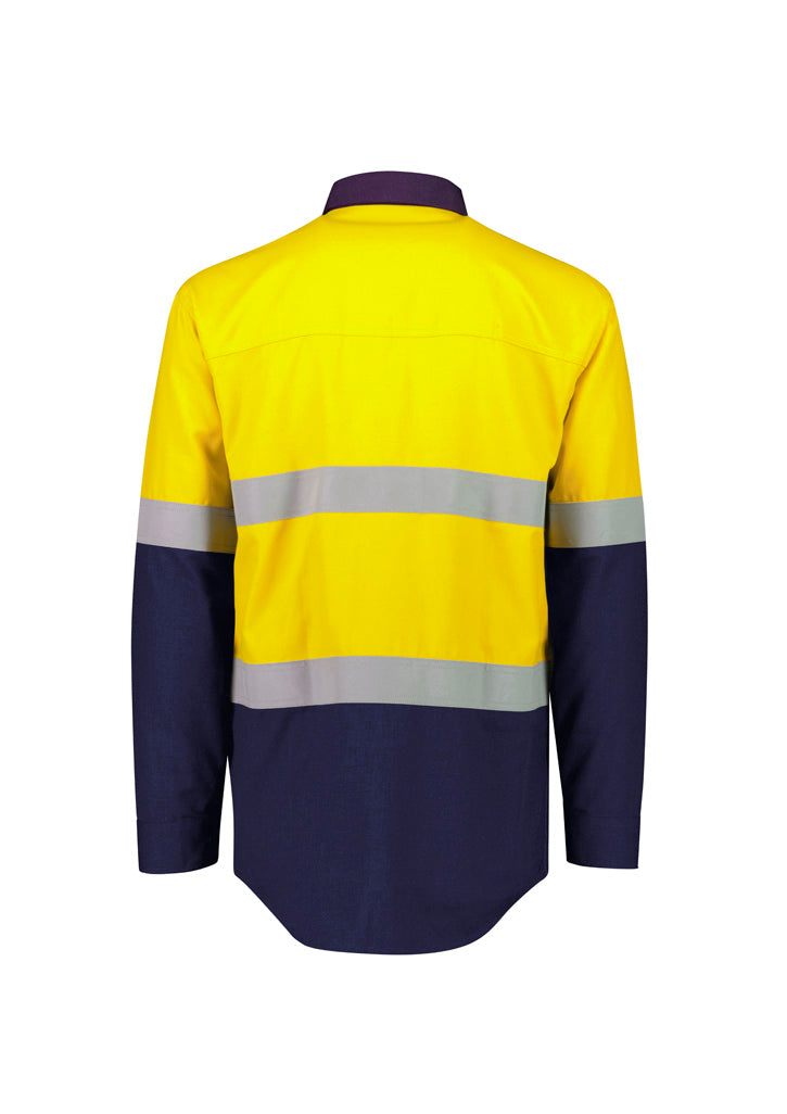 Mens Orange Flame Lightweight Ripstop Spliced Shirt - Hoop Taped - SYZMIK