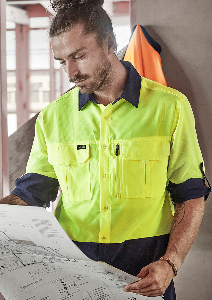 Men's Hi-Vis Outdoor Long Sleeve Shirt - SYZMIK