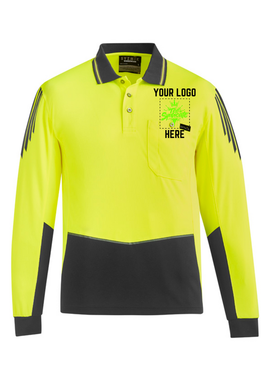 Men's Hi-Vis Flux Long Sleeve Polo - SYZMIK