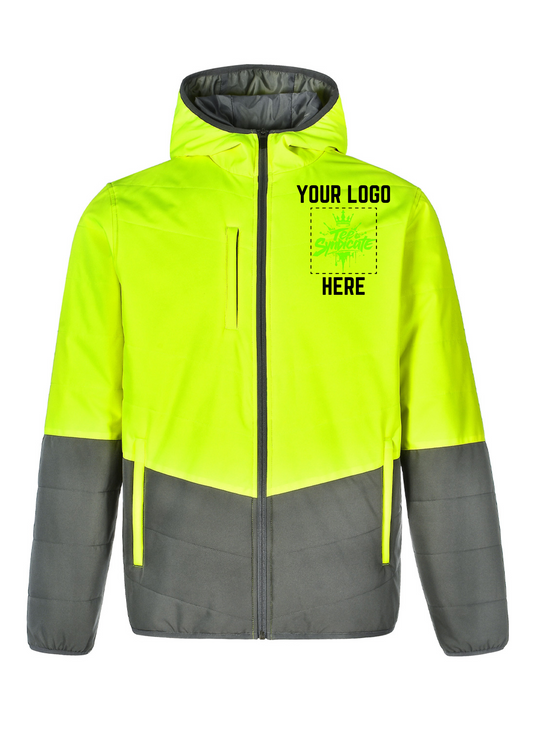 Hi Vis Modern Hooded Puffer Jacket - Unisex - All Industrial Wear