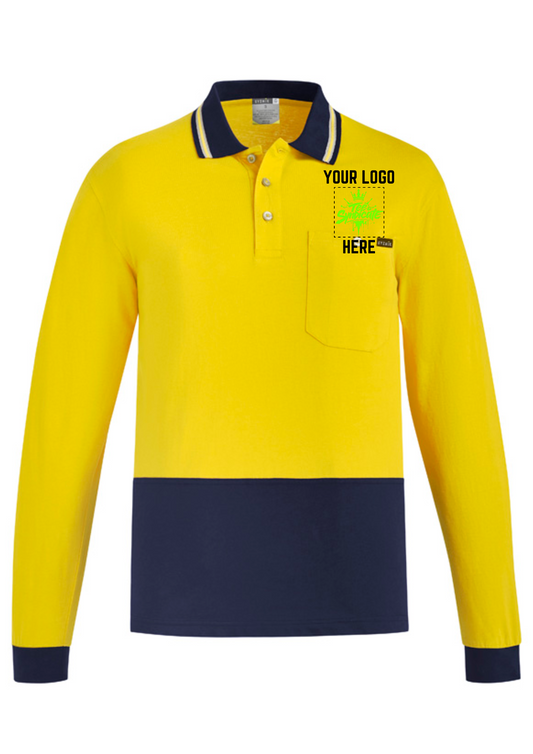 Men's Hi-Vis Long Sleeve Cotton Polo - SYZMIK