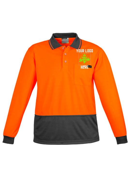 Men's Hi-Vis Comfort Back Long Sleeve Polo - SYZMIK