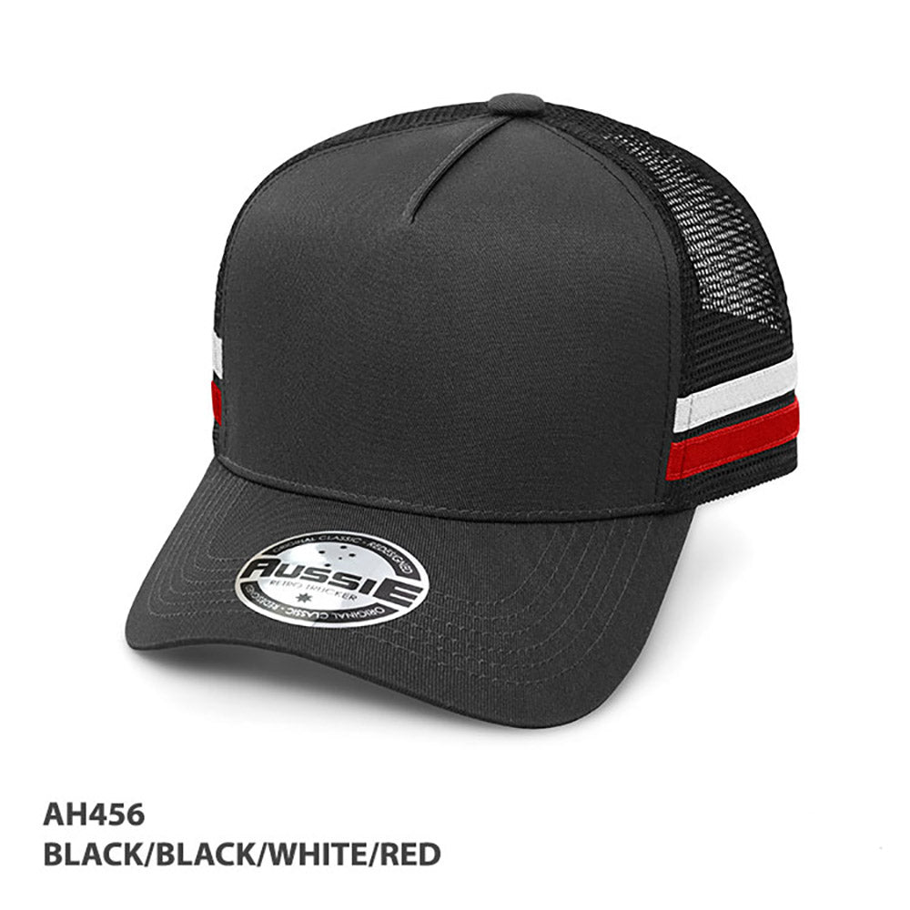 AH456 - A-Frame Striped Trucker Cap - GRACE COLLECTION