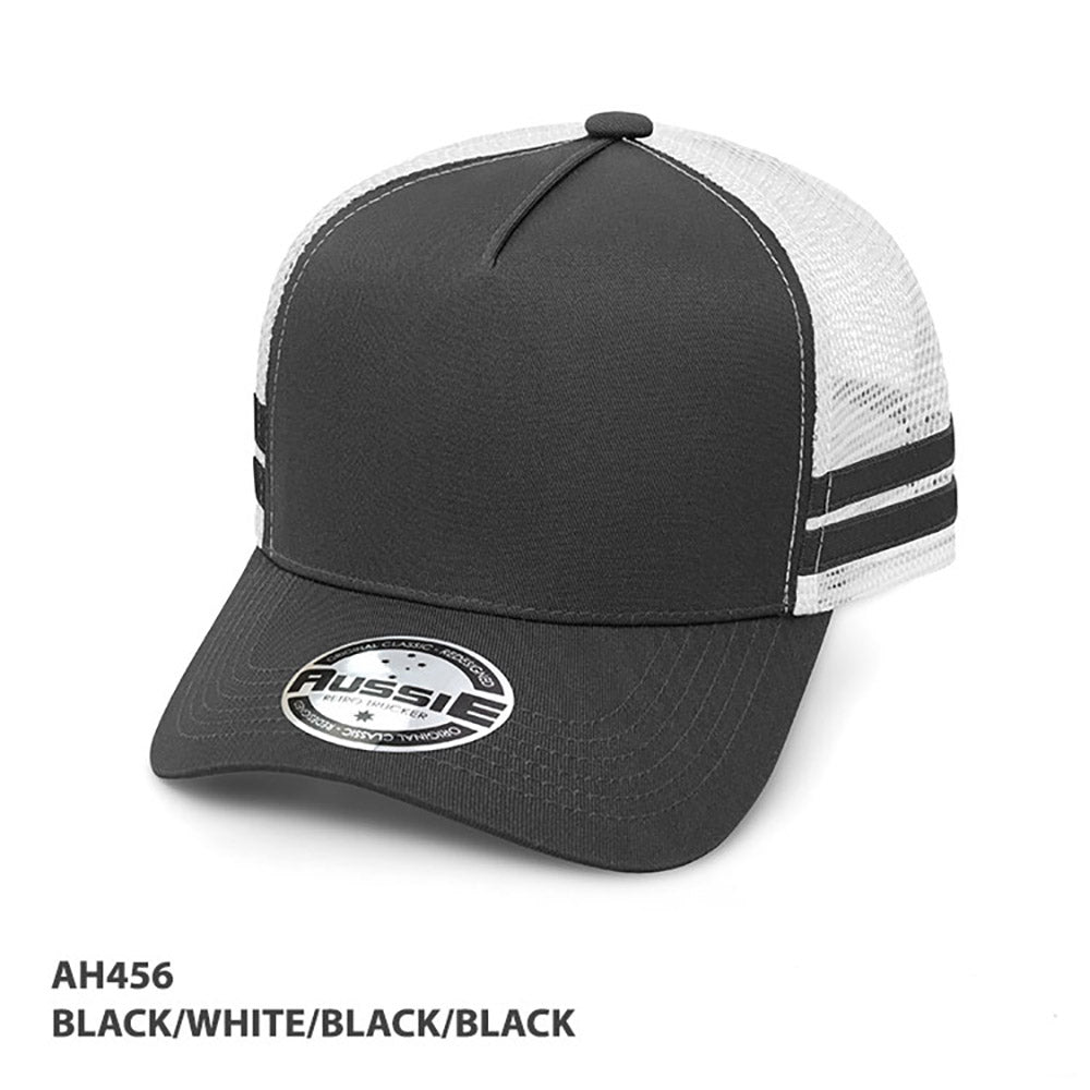 AH456 - A-Frame Striped Trucker Cap - GRACE COLLECTION