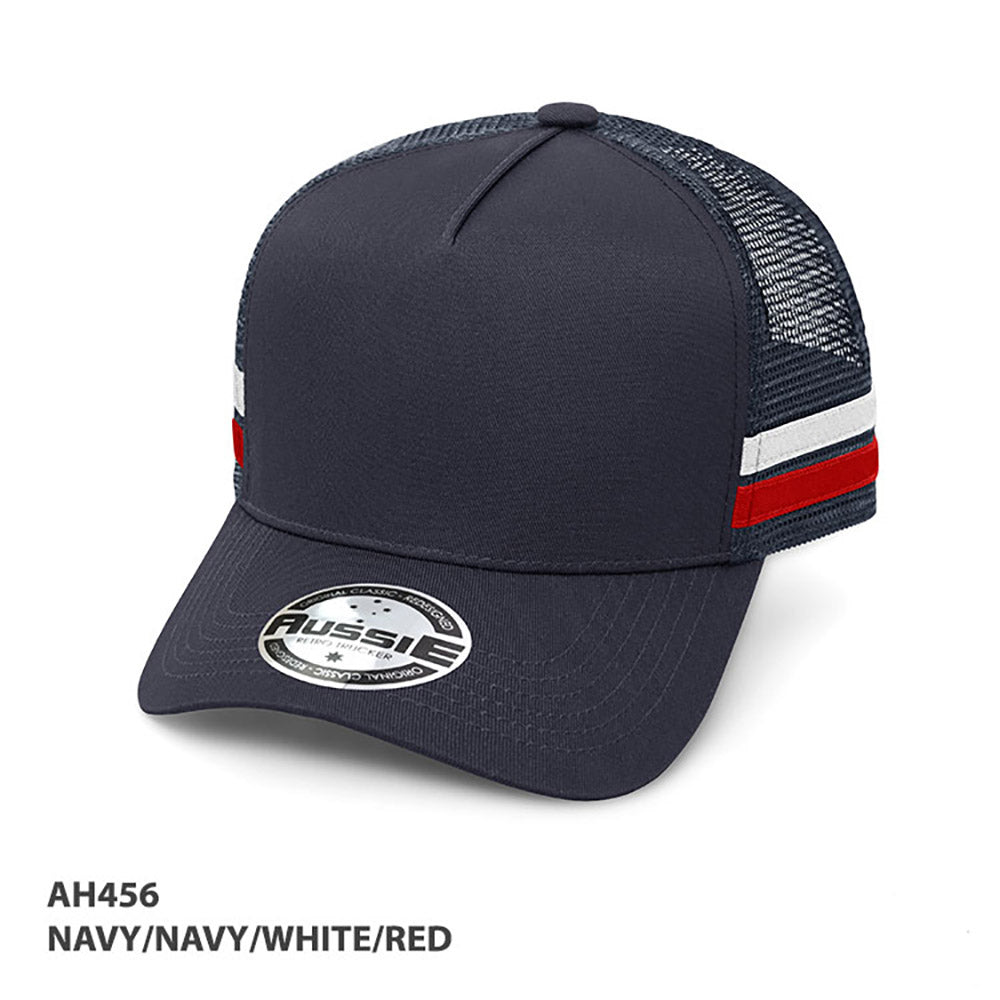 AH456 - A-Frame Striped Trucker Cap - GRACE COLLECTION