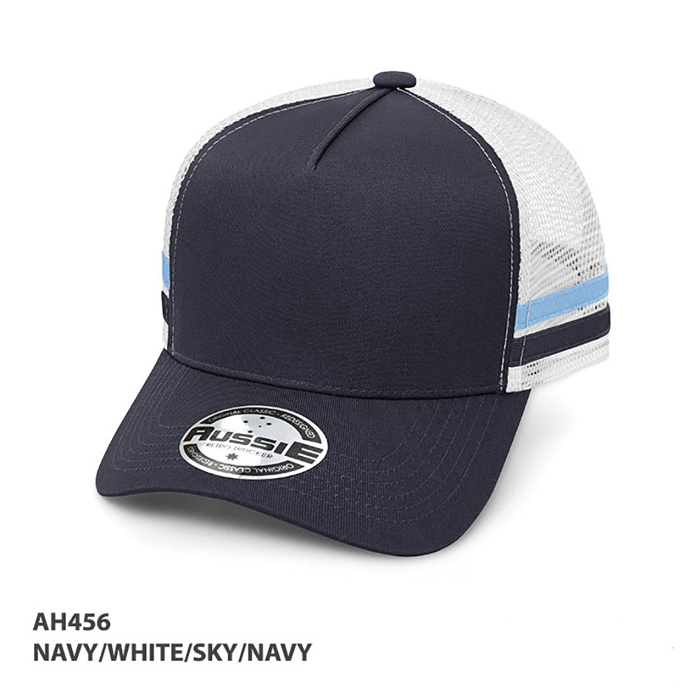 AH456 - A-Frame Striped Trucker Cap - GRACE COLLECTION
