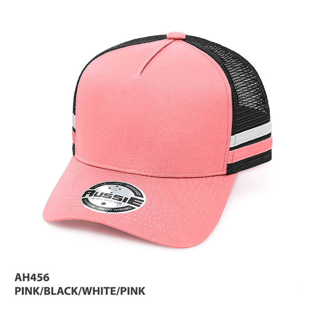 AH456 - A-Frame Striped Trucker Cap - GRACE COLLECTION