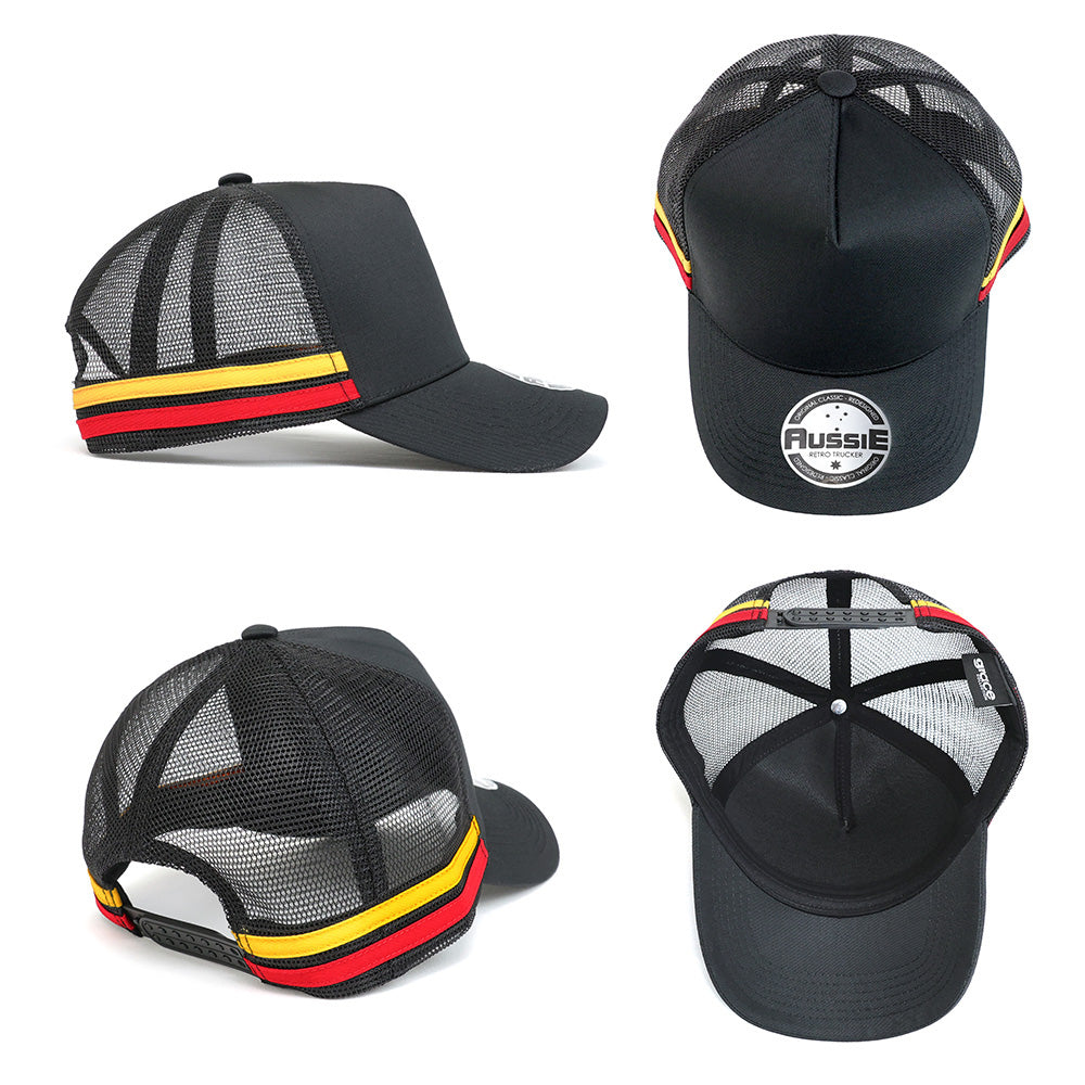 AH456 - A-Frame Striped Trucker Cap - GRACE COLLECTION