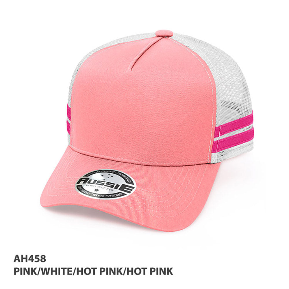AH458 Kids A-Frame Striped Trucker Cap - GRACE COLLECTION