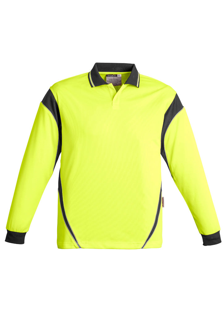Men's Hi-Vis Aztec Long Sleeve Polo - SYZMIK
