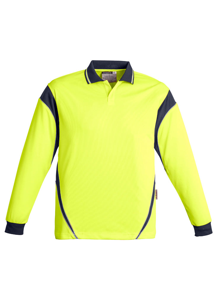 Men's Hi-Vis Aztec Long Sleeve Polo - SYZMIK