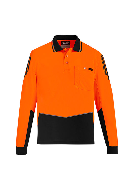 Men's Hi-Vis Flux Long Sleeve Polo - SYZMIK