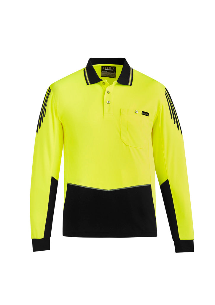 Men's Hi-Vis Flux Long Sleeve Polo - SYZMIK