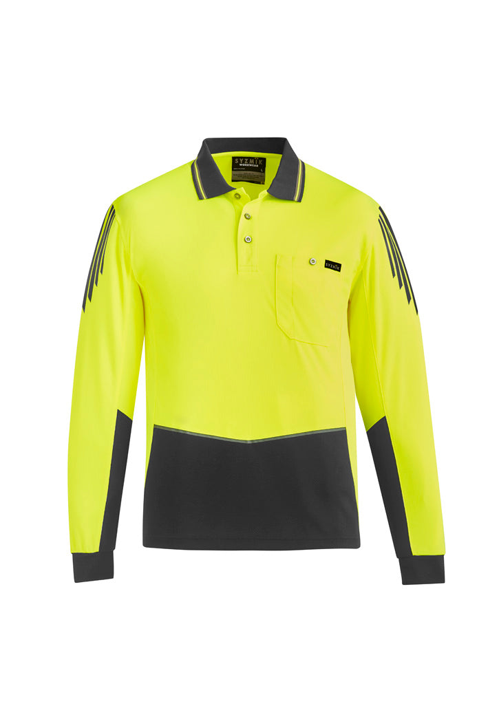 Men's Hi-Vis Flux Long Sleeve Polo - SYZMIK