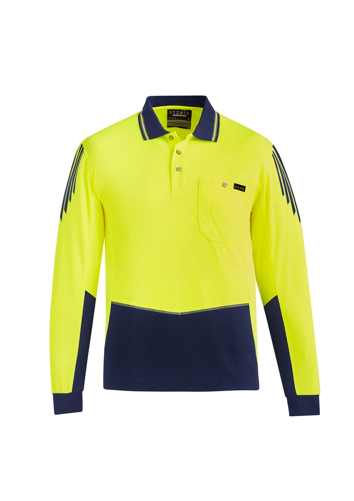 Men's Hi-Vis Flux Long Sleeve Polo - SYZMIK