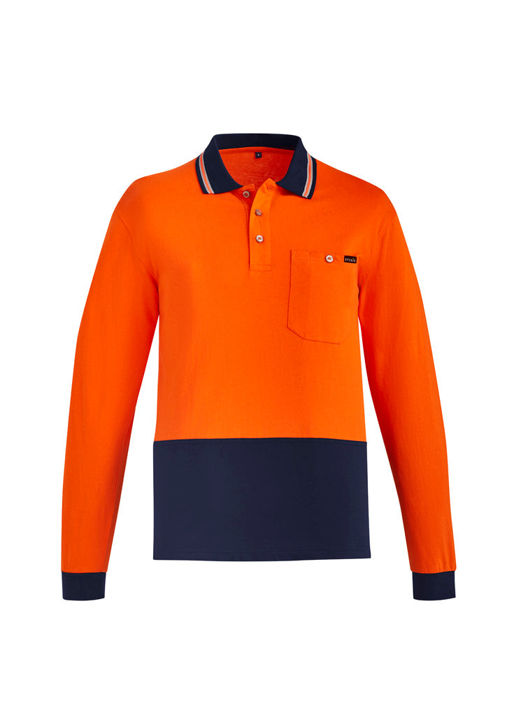 Men's Hi-Vis Long Sleeve Cotton Polo - SYZMIK