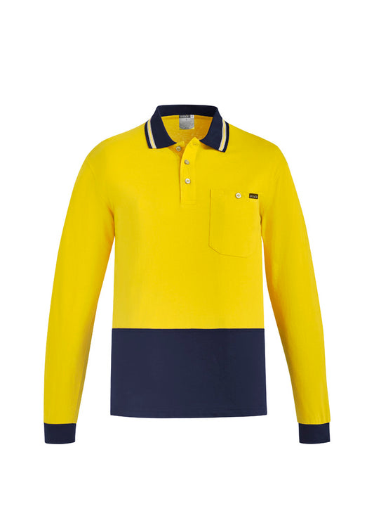 Men's Hi-Vis Long Sleeve Cotton Polo - SYZMIK